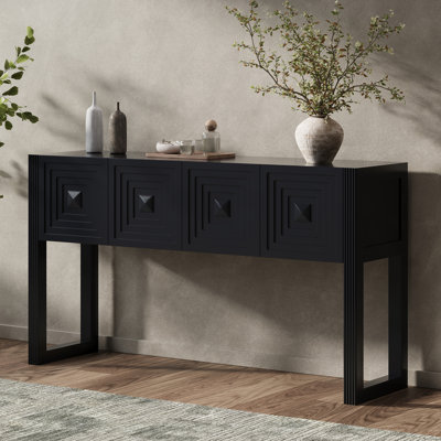 55" Console Table With Wood Frame And Legs, 3 Drawers