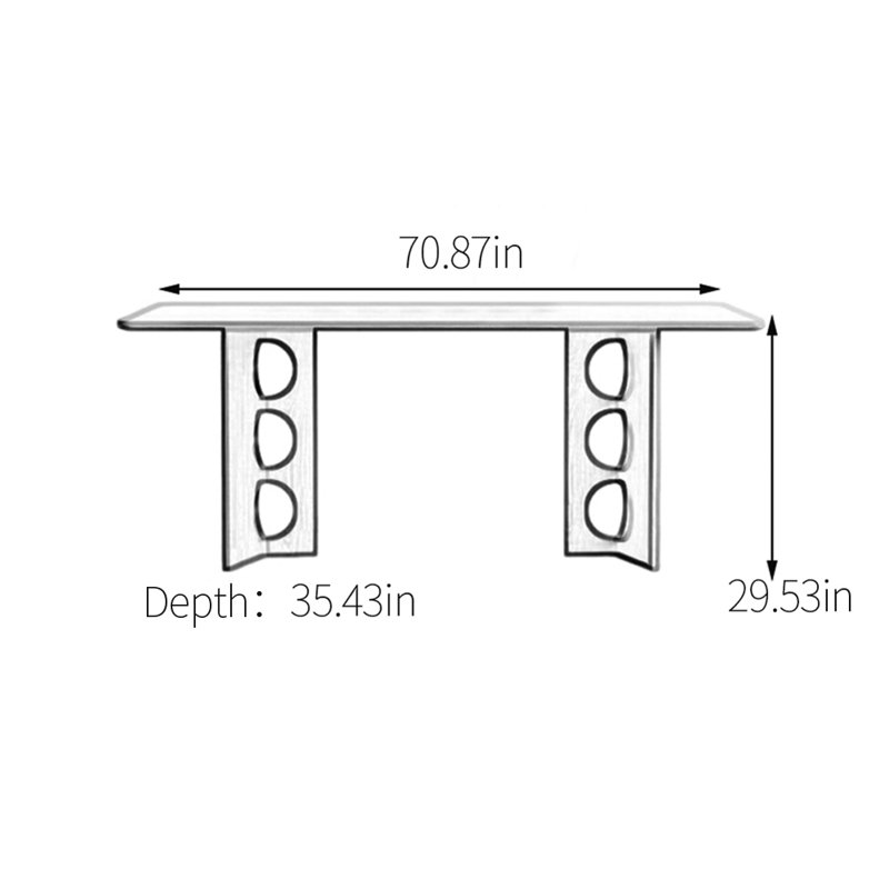 Table de salle à manger en frêne, H 29,53 po x L 70,87 po x l 35,43 po