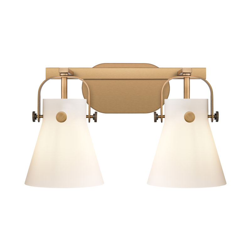 Éclairage pour meuble-lavabo mural 6 po 2 lumières Sidman, Laiton brossé, Blanc, Quatre lumières