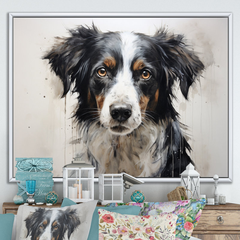 Dog Faithful Companion I - imprimé, H 16 po x l 32 po x P 1 po, Cadre flottant blanc