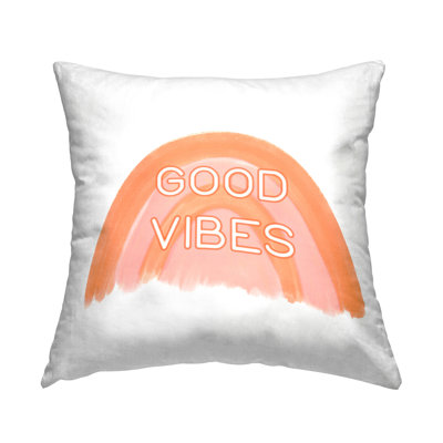 Coussin décoratif imprimé orange Good Vibes par Amber Clarkson