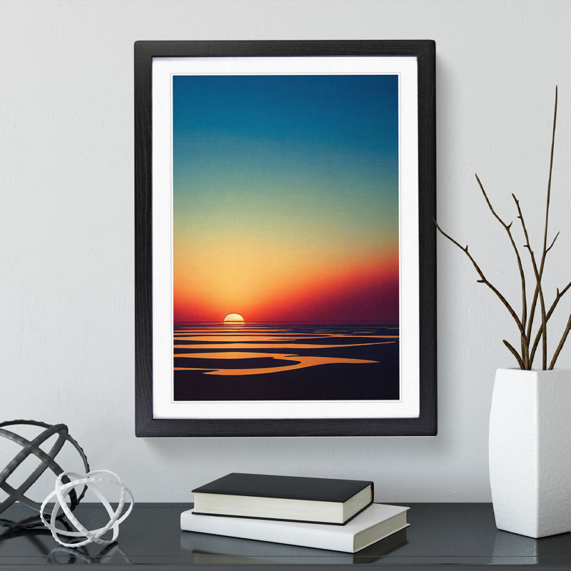 Shimmering Sunset - Single Picture Frame Print, 64cm H x 46cm W x 2cm D, Black Framed