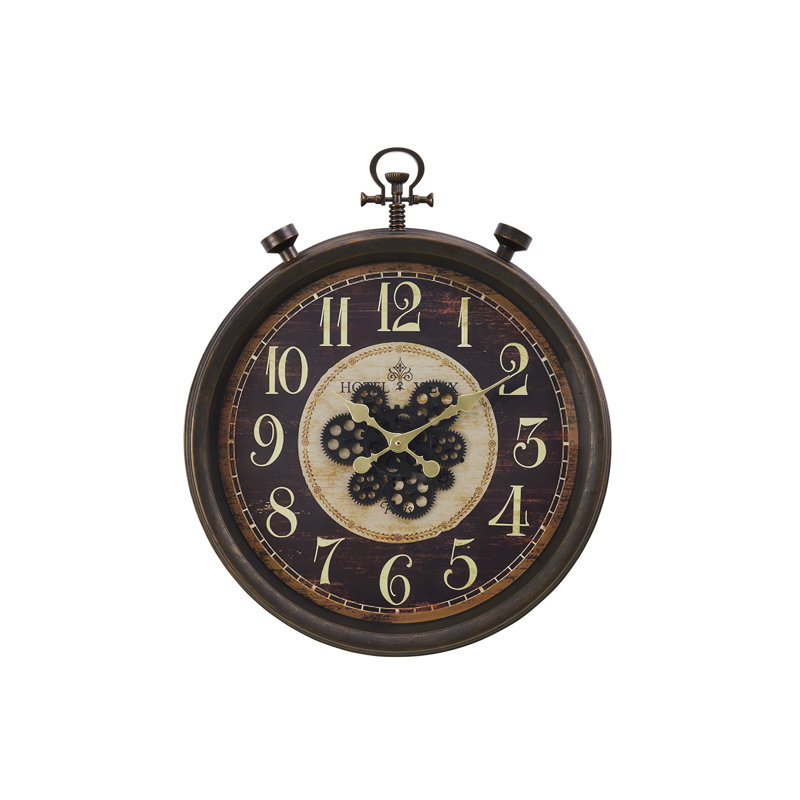 Horloge, 24 po, mécanisme d'engrenage, horloge murale, brun, traditionnel