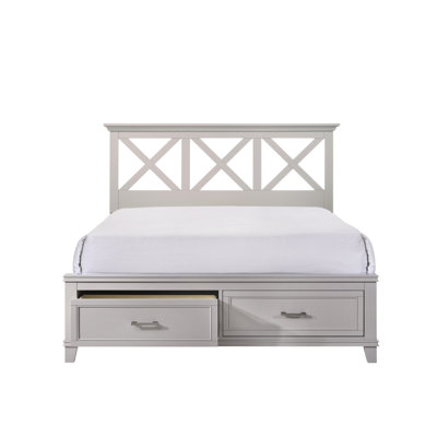 Gray King Storage Bed With Functional X Headboard - Solid Wood And Size For A Bedroom Style