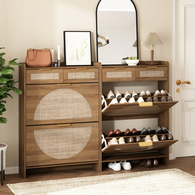 Armoire de rangement pour chaussures Anteus, Bois naturel