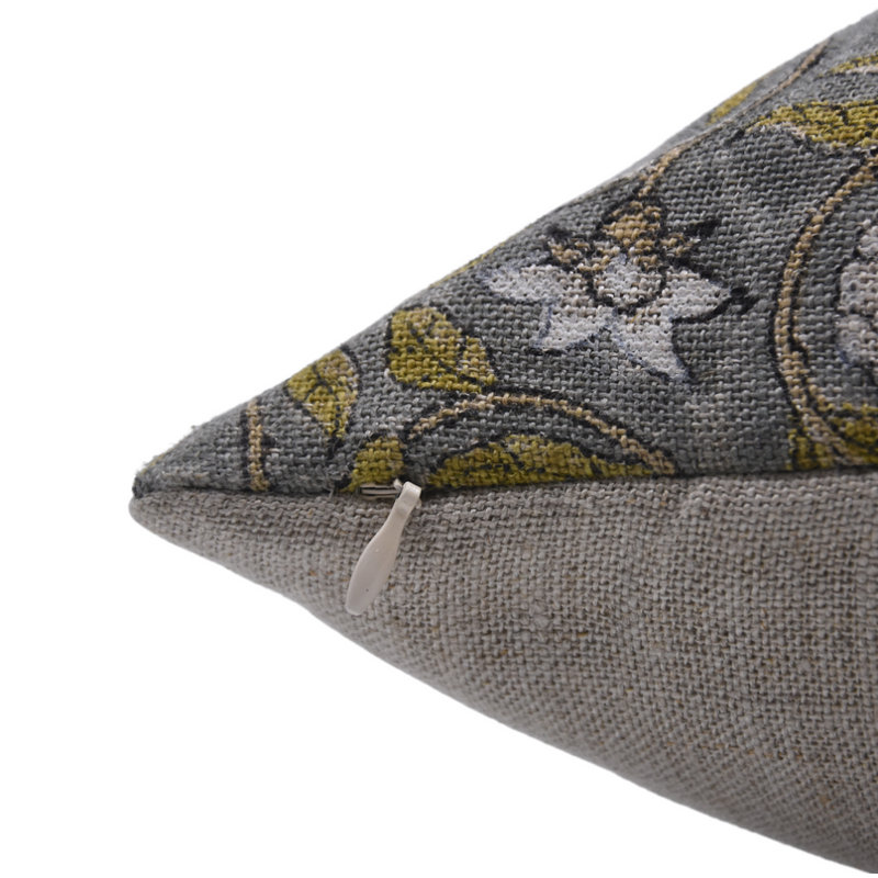 Housse de coussin en lin imprimée à la main Fab Divine Meraki, coussin décoratif fait à la main pour canapé, lit et décor de salon, taille 18 po x 18 po 