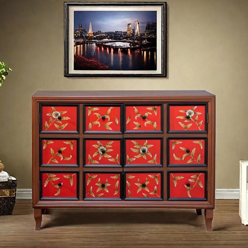 Armoire de rangement pour porte d'entrée à double porte peinte à la main