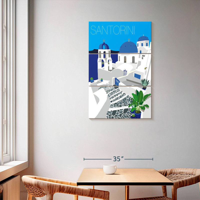 Masam Santorini contre le ciel bleu, H 57 po x l 36 po
