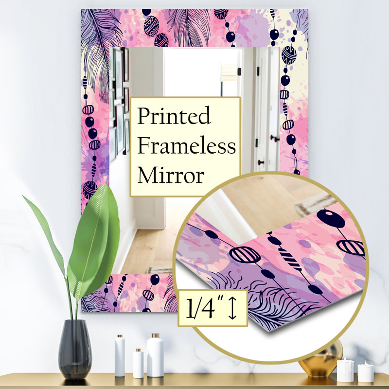 Miroir décoratif plumes éclectique, H 39,4 po x l 29,5 po