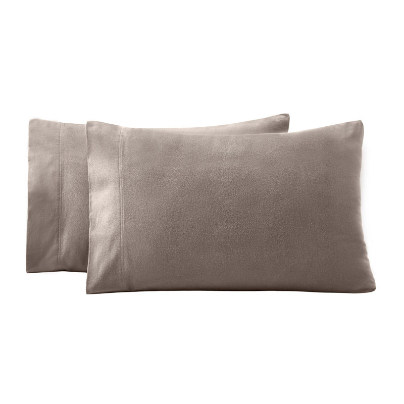 Taies d'oreiller modernes en flanelle de coton Rome, Gris, Standard