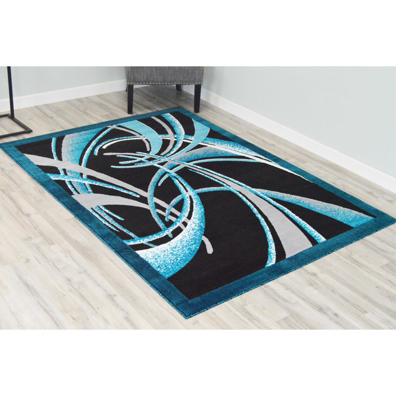 Tapis turquoise / noir Desiray