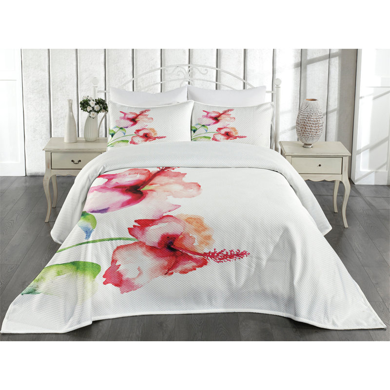 Ambesonne Flower Coastal Coverlet Set