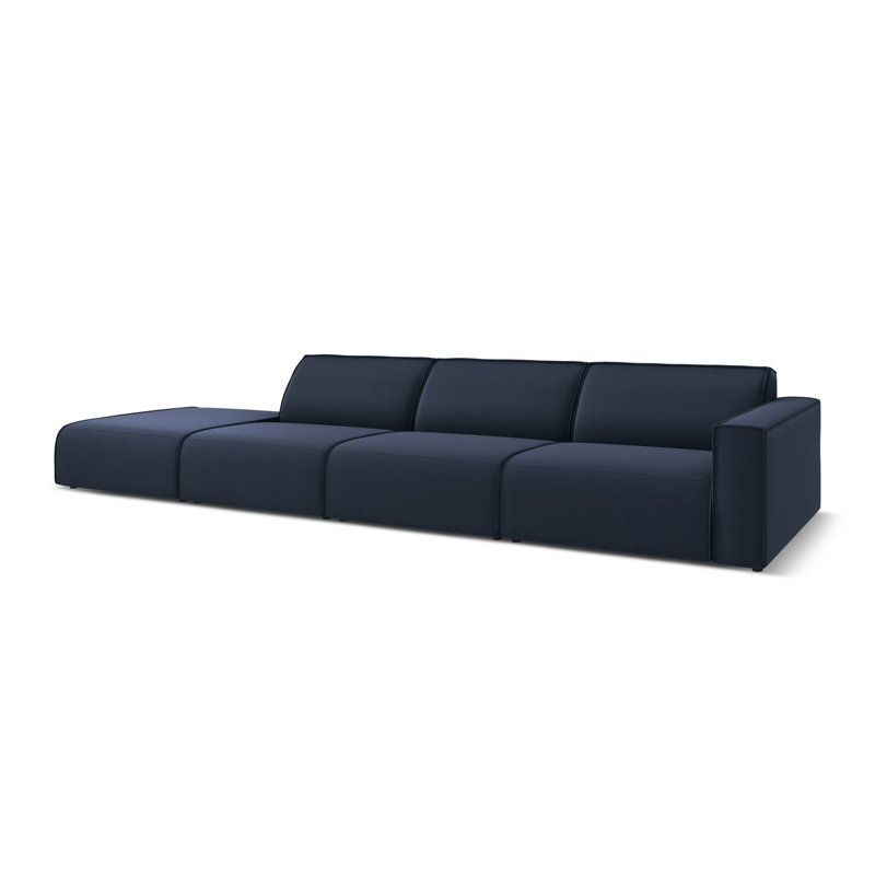 384cm Wide Wood Patio Sofa with Cushions, Dark Blue