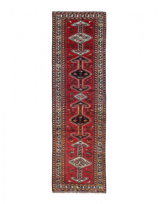 Fine Hand knotted Persian shiraz runner 3'6"x14'4''
