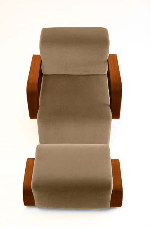 Cayenne Lounge Chair, Taupe Velvet, Walnut