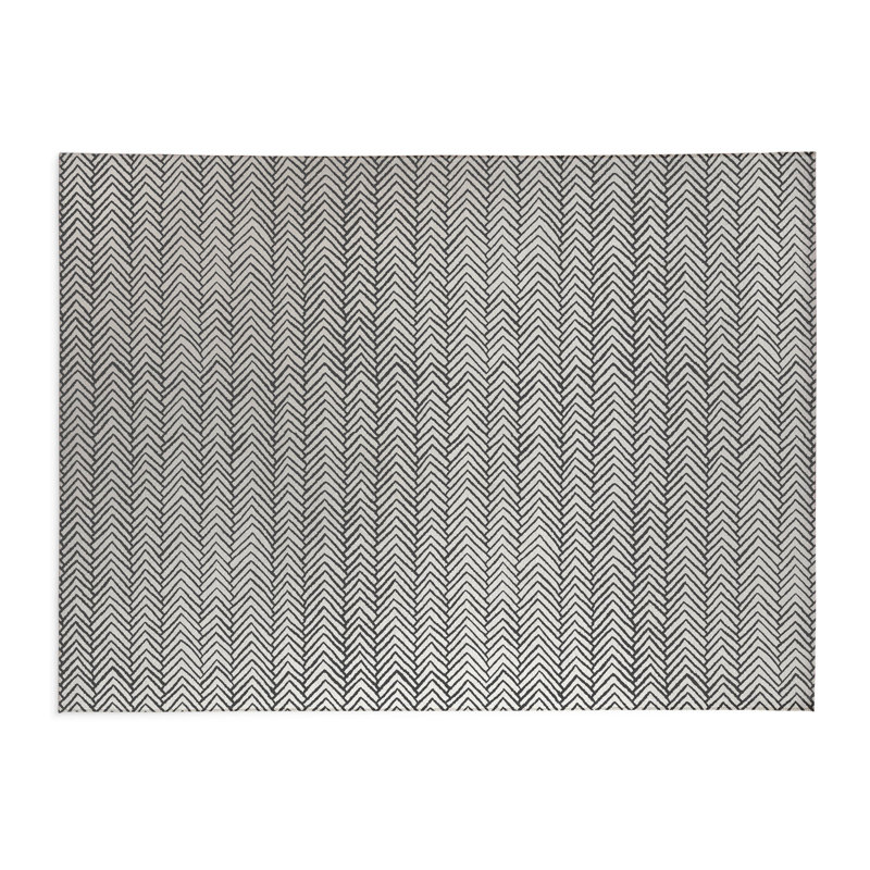 Chevron Snug Activity Mat, Ivory/Charcoal, Rectangle 5' x 7'