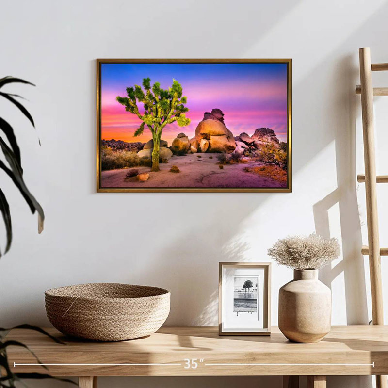 Joshua Tree National Park IV, 19 po x 13 po, Cadre flottant doré