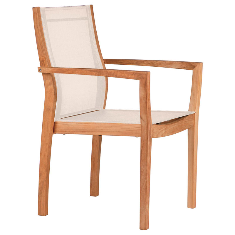 Horizon Outdoor Teak Dining Armchair, Pearl