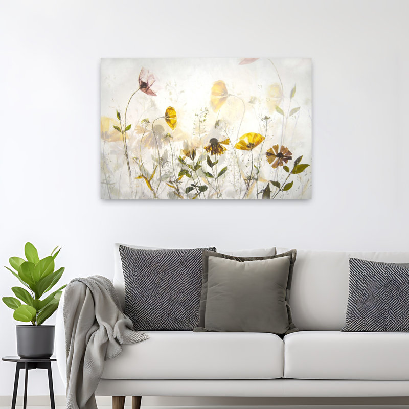 Art contemporain, art floral abstrait, H 48 po x l 32 po