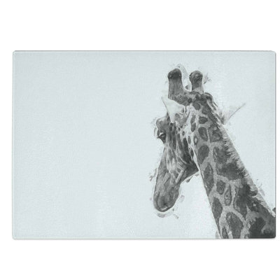 Glass Monochrome Giraffe in Abstract Chopping Board