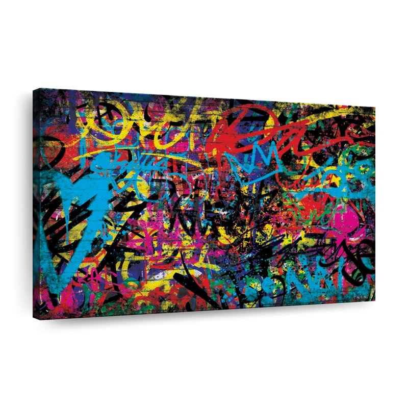 Graffiti abstrait, reproduction sur toile, H 26 po x l 39 po x P 1,25 po