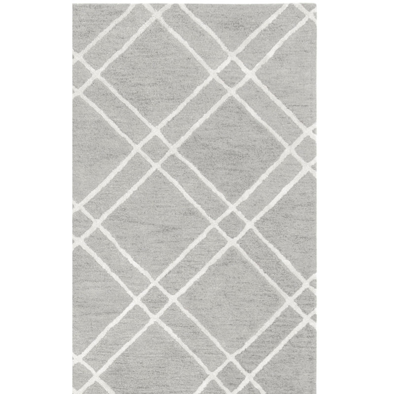 Tapis gris en laine touffeté à la main Milroy, Rectangle 4 pi x 6 pi
