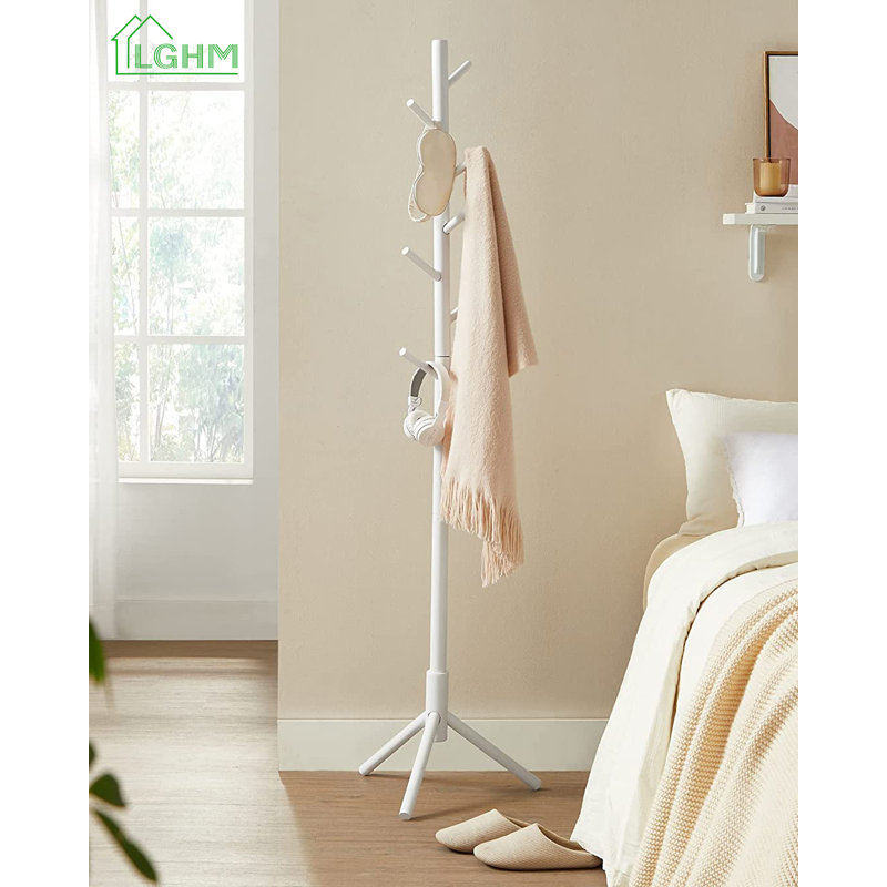 Solid Wood Freestanding 8 - Hook Coat Rack