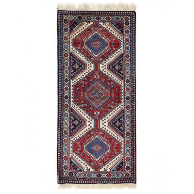 Tapis rouge en laine d'agneau unique 2 pi 9 po x 6 pi 2 po Nabihah