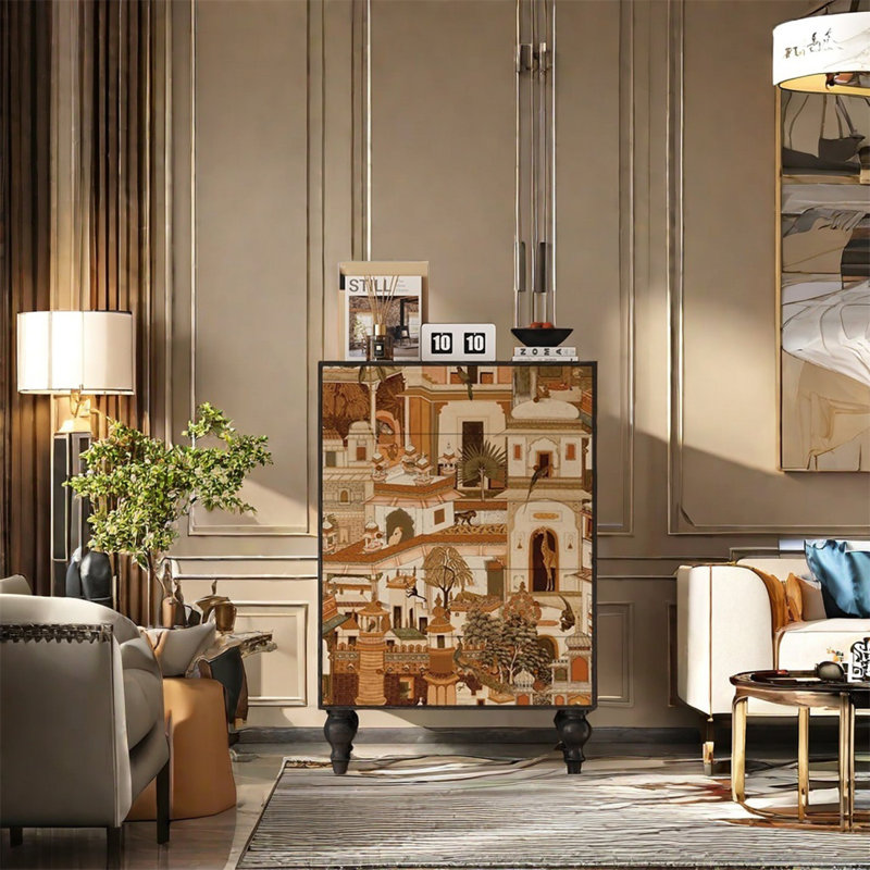 Stylish Walnut Wood Storage Cabinet