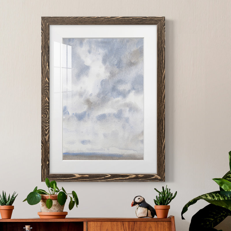 Ciel bleu III - peinture encadrée, H 24 po x l 20 po x P 1 po, Encadrement gris foncé