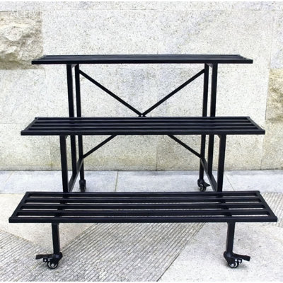 Zhongma 3 Tier Mobile Metal Plant Stand with Wheels, 660 LBS Sturdy Load Capacity Freestanding Plant Holder, Indoor Outdoor Display Rack for Patio & Home, 35.43"L x 26"W x 26"H