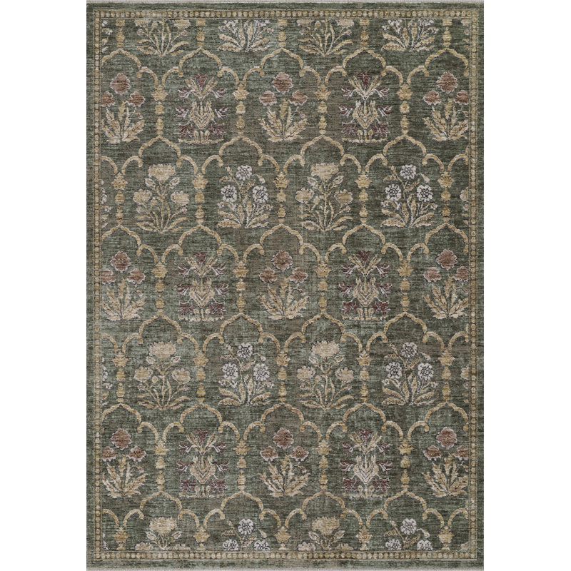Simmonsville Polyester Traditional Green Area Rug 7'10" X 10', 7'10" X 10'