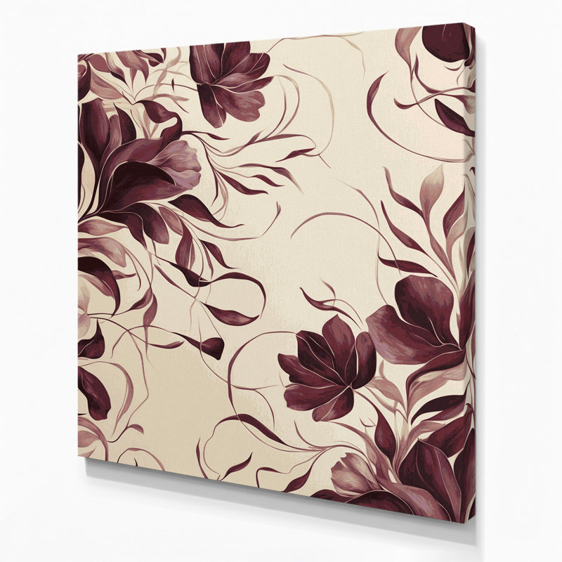 "Abstract Florals" 38, art mural sur toile beige, H 8 po x l 8 po