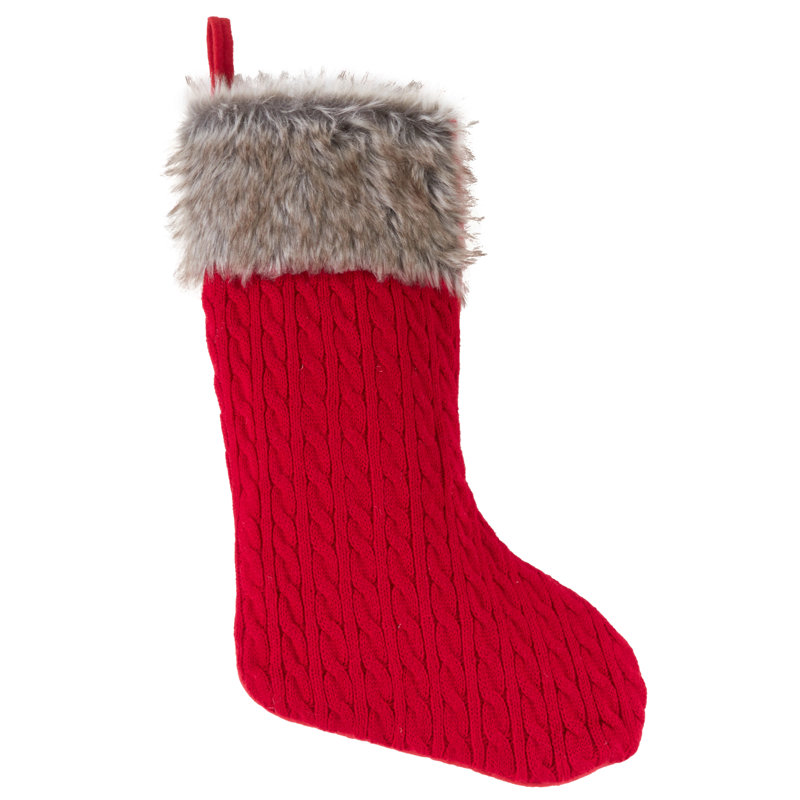 Chaussette de noël en tricot et fausse fourrure