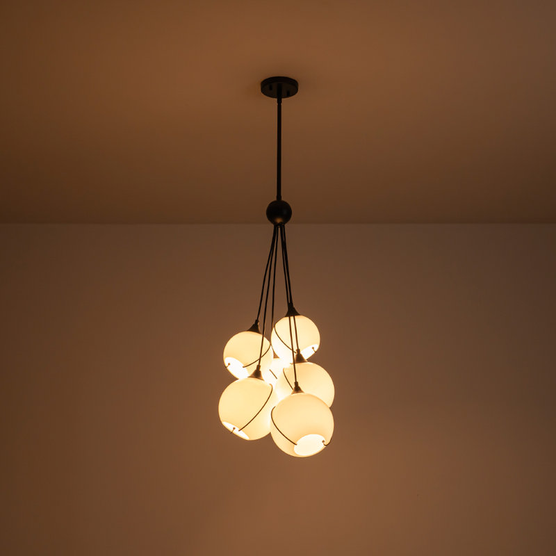 6-Light Glass Globe Cluster Chandelier