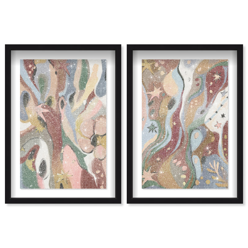 Modern Folk Set Set by Oliver Gal, 51"H x 35"W, Black Shadowbox