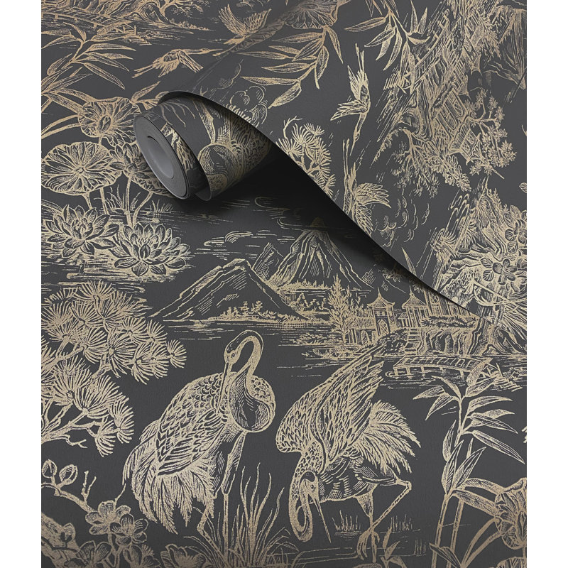 Double rouleau botanique, Gris anthracite / or