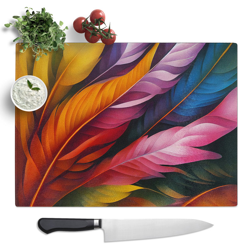 Blessed Bird Feathers  Glass Chopping Board