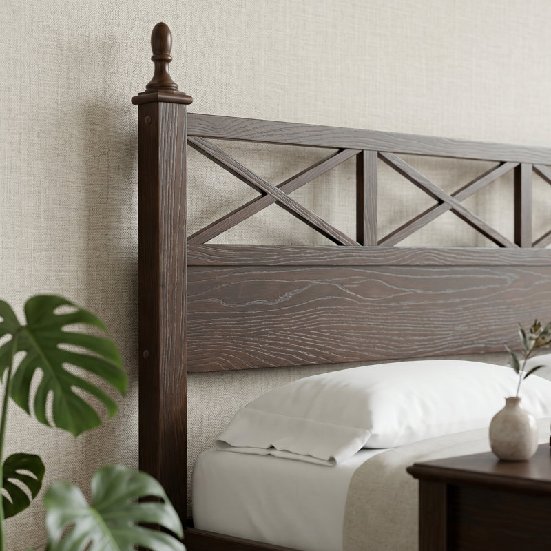 Structure de lit plateforme très grand en bois massif avec tête et pied de lit, base à lattes durable 12 avec pieds en métal, assemblage facile, antidérapant et anti-bruit, aucun sommier requis, finition chêne rôti foncé