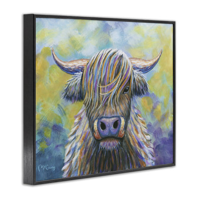 Giclée Highland Cow, avec des cheveux vibrants, conception de Jadei