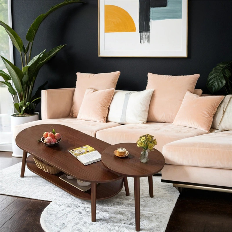Table basse - Design minimaliste élégant avec beaucoup de rangement pour le salon et la chambre à coucher, Brun