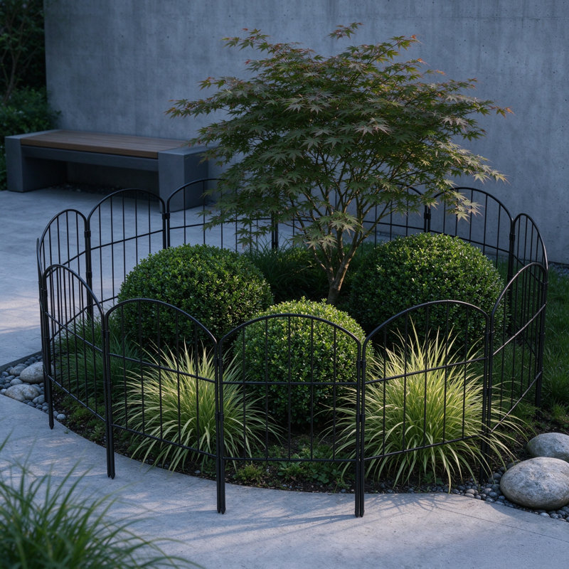 Multi-Use Animal Barrier Fence 27ft L x 24in H Black Metal No-Dig Stake-In Garden Border for Dogs Flower Bed 25(-Pack)