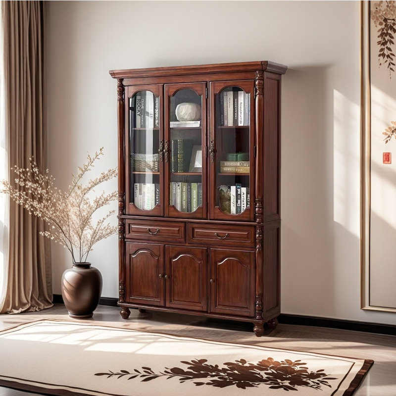 Bibliothèque de salon de style américain minimaliste, Marron foncé