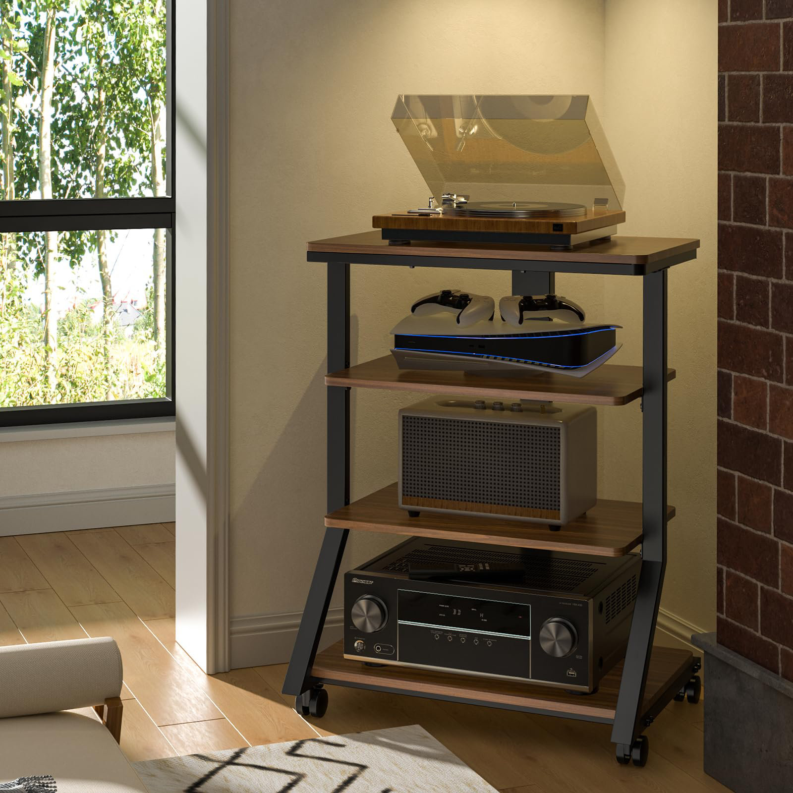 17 Stories 4-Tier AV Media Stand With Wheels - Wayfair Canada