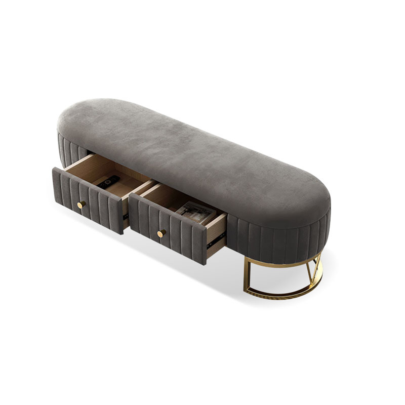 Banc avec revêtement, H 16,93 po x l 47,24 po x P 17,72 po, Gris