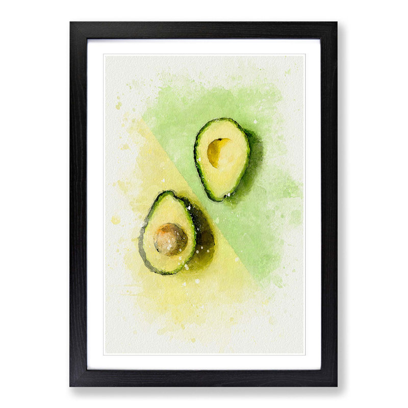 Avocado Split in Abstract - Picture Frame Graphic Art Print, 48cm H x 36cm W x 2cm D, Black Framed