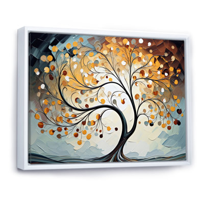Reproduction d'art sur toile, arbres jaunes et gris majestueux