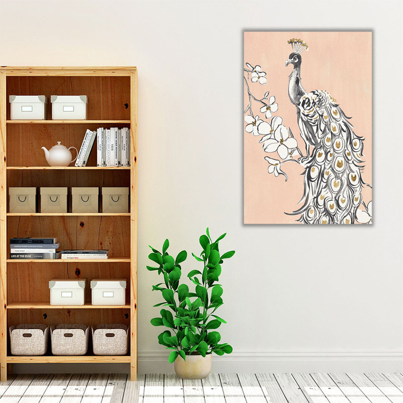 Peacock II - reproduction d'art sur toile, H 36 po x l 24 po