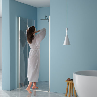 30"w X 72"h Foldable Shower Door With Tempered Glass, Brushed Nickel - Frame, Adjustable For Wall Spacing Variations Metal Water- Surface