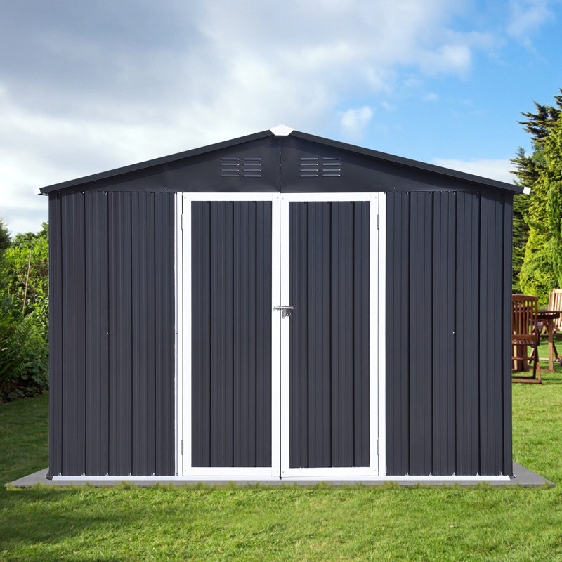 12ftx10ft Outdoor Metal Storage Sheds, Dark Gray